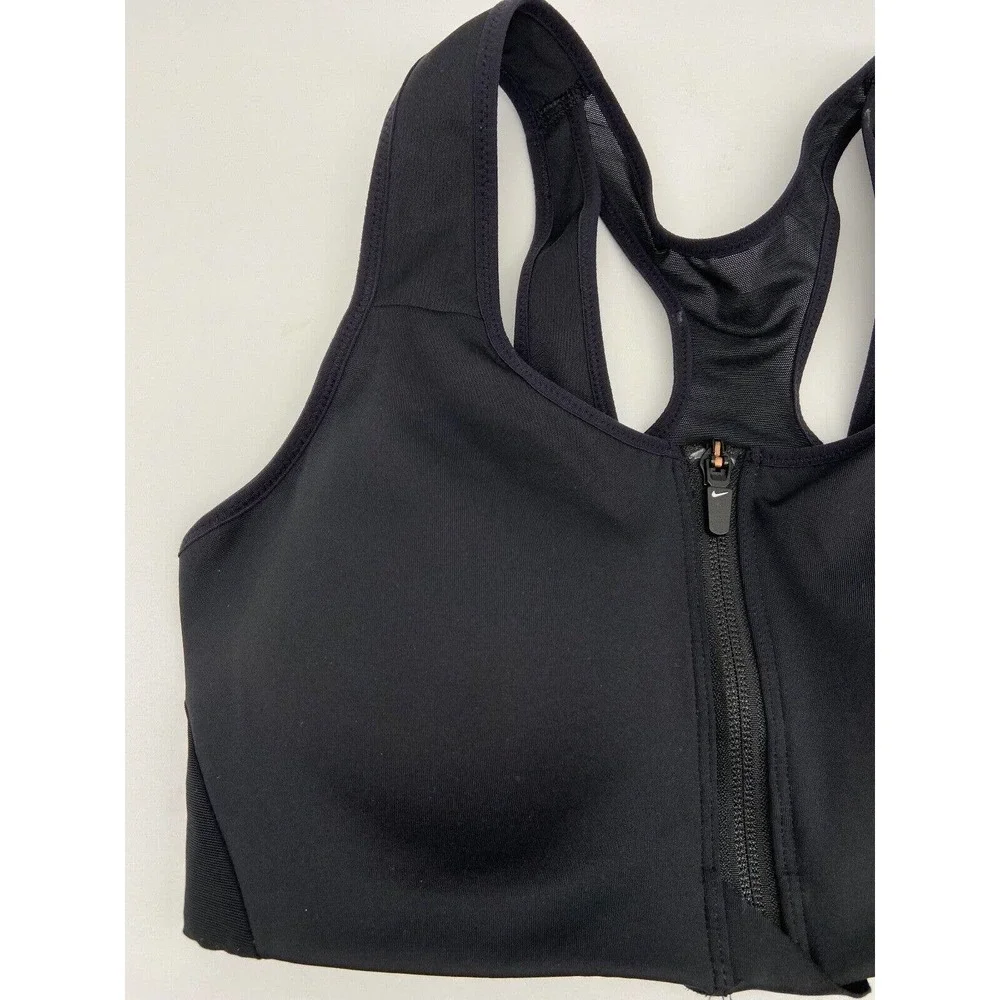Nike‎ Dri-Fit Sports Bra Women’s Sz S Racerback Zip Up Padded Compression Black